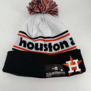 New Era Houston‎ Astros Knit Beanie Hat One Time Removable Pom OSFM